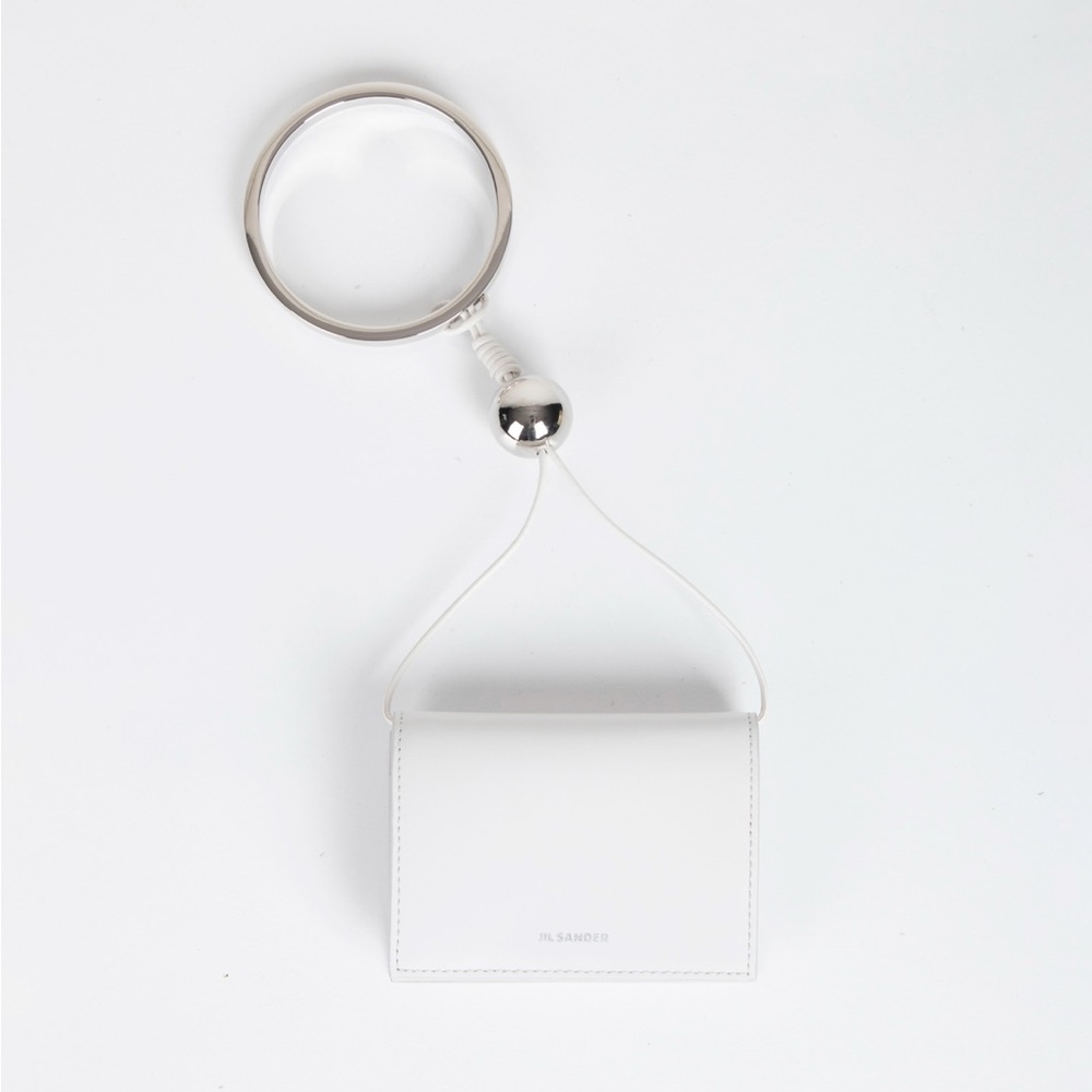 Jil Sander White Mini Bag with Silver Ring Handle